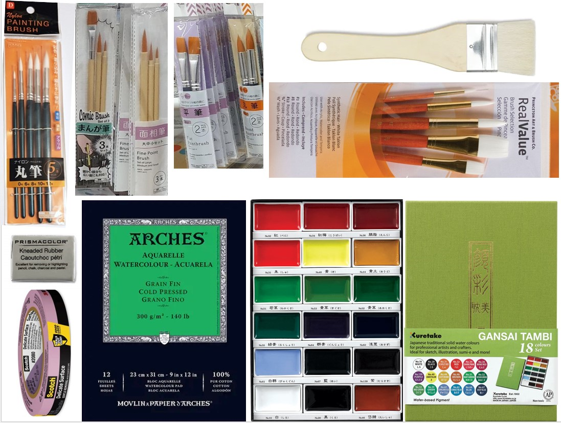 Examples of suggested art supplies
